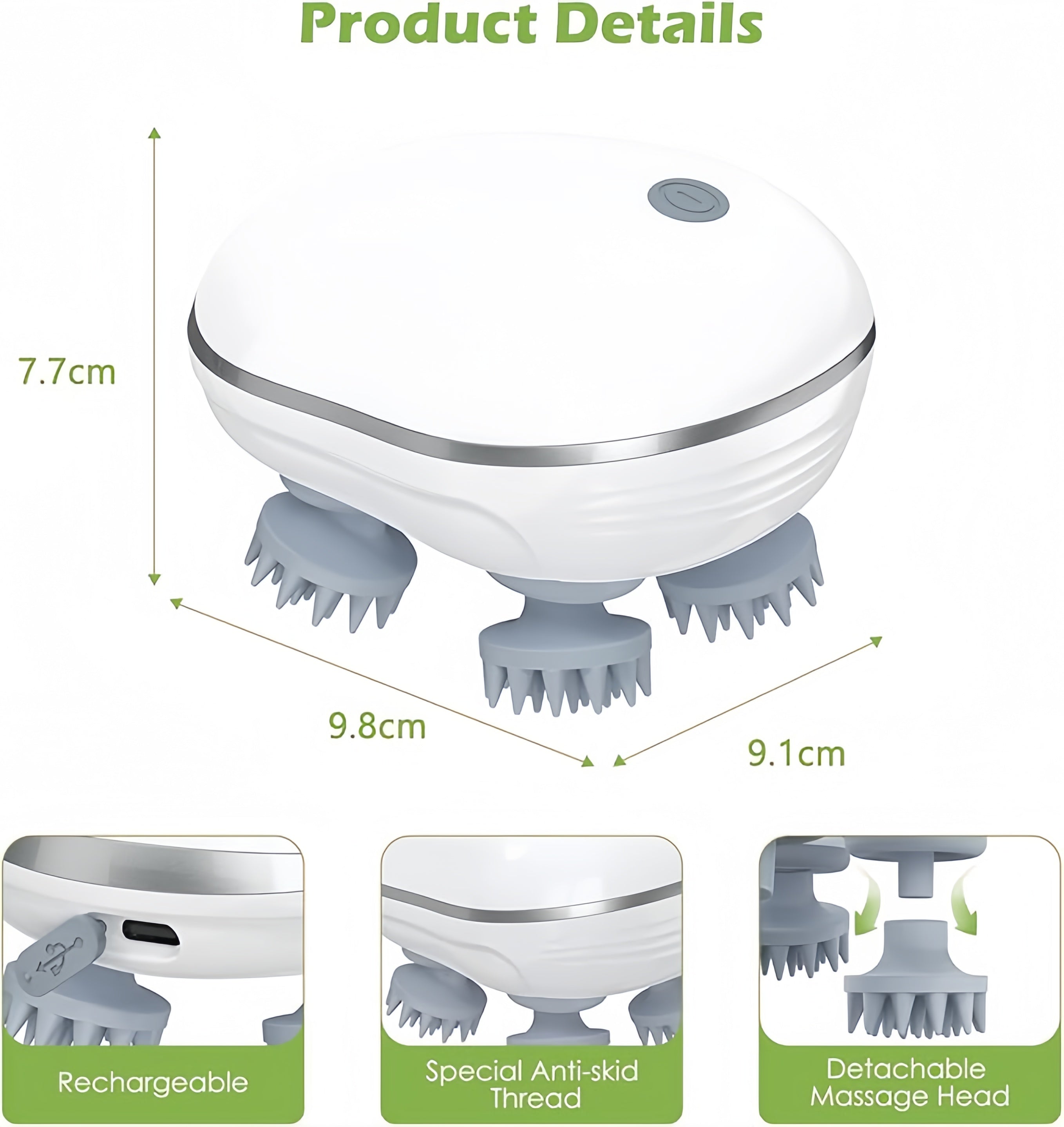 Portable Electric Scalp Massager – Waterproof, Cordless & Full-Body Use